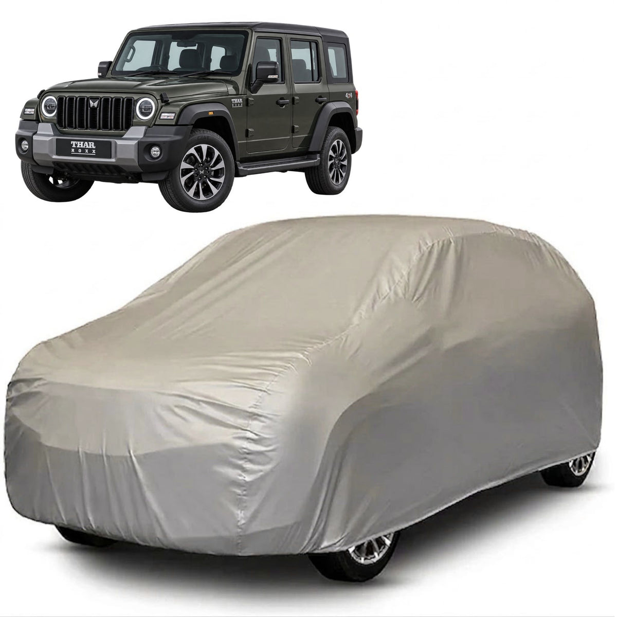 Mahindra Thar Roxx Core Series grey car cover