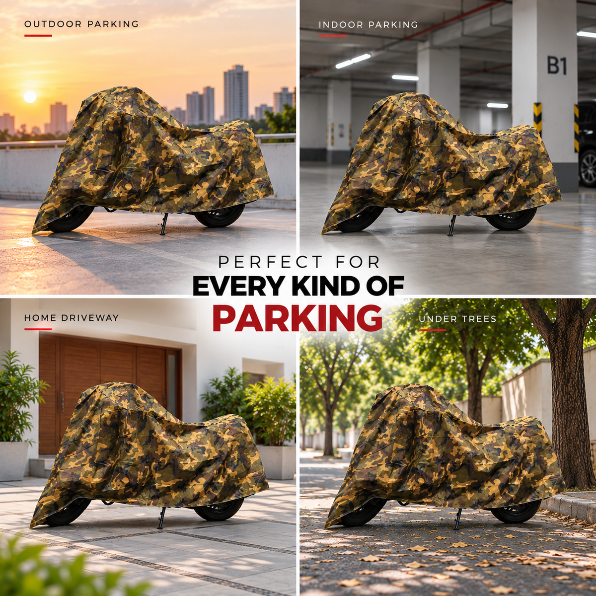 Bike cover suitable for outdoor, indoor, home driveway and under-tree parking