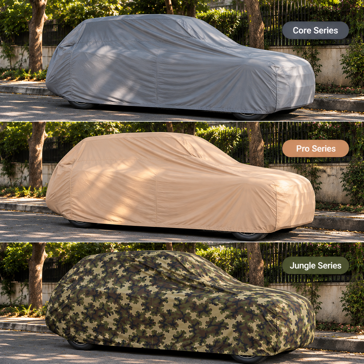 Coverlelo Core Pro and Jungle Series car covers
